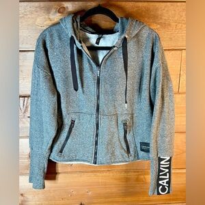 Calvin Klein Performance Gray Cropped Fleece Hoodie Small